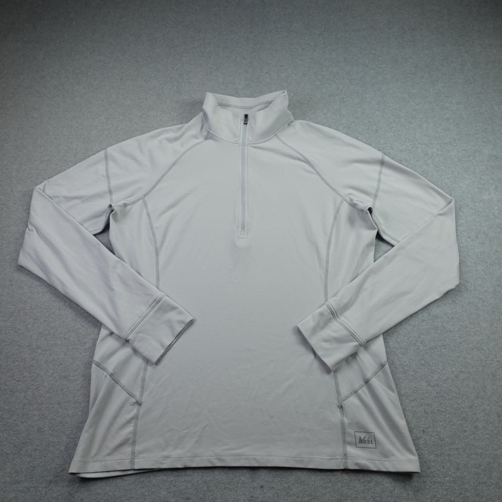 REI Pullover Womens XL Light Gray Quarter Zip Athletic Top Outdoor Hiking